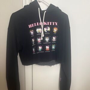 Hello Kitty Black Cropped Hoodie